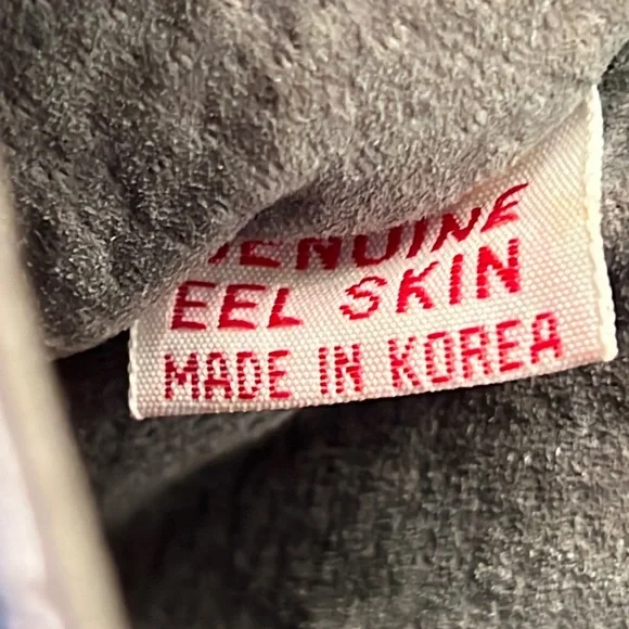 Vintage Eelskin Clutch Crossbody Purse Black 10” x 6.5” Dark Gray - Picture 8 of 9